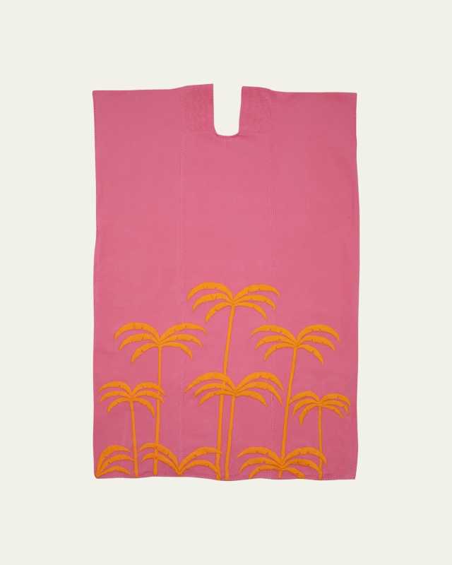 Three Panel Embroidered Palm Tree Midi Kaftan